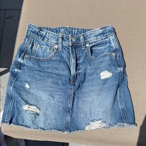GAP Women's Distressed Blue Denim Mini Skirt